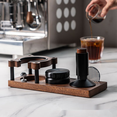 Foam Milk Function Elegant Solid Wood Coffee and Tea Tool Stand with Tamping Station