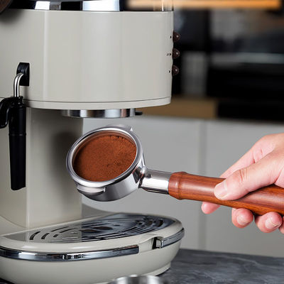 54mm Bottomless Naked Portafilter with Wood Handle Portable Espresso Silver Edition