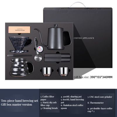 Middle East Gift Set Stainless Steel Coffee Maker and Hand Coffee Grinder with Lid