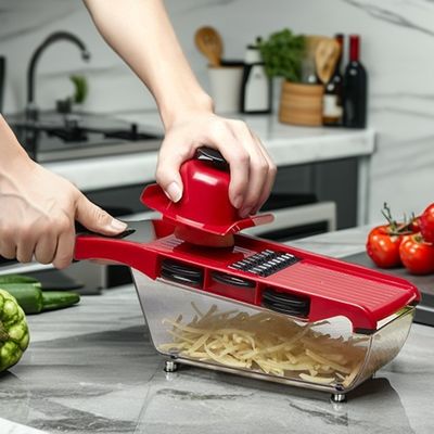 Home Kitchen Tool 16 Function Bamboo and Plastic Salad Slicer Manual Vegetable Chopper Dicer