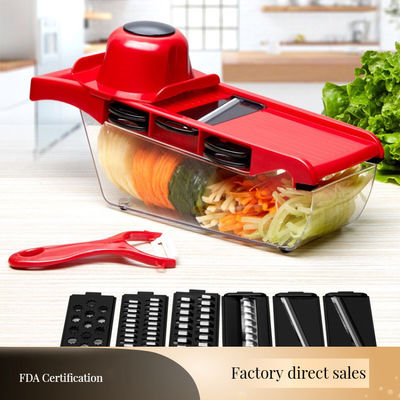Home Kitchen Tool 16 Function Bamboo and Plastic Salad Slicer Manual Vegetable Chopper Dicer