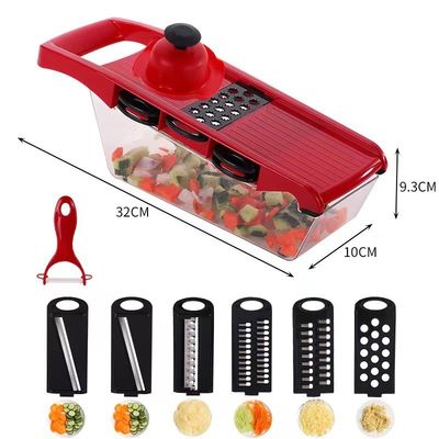 Home Kitchen Tool 16 Function Bamboo and Plastic Salad Slicer Manual Vegetable Chopper Dicer