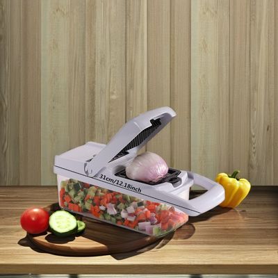 22-Way Stainless Steel Food Chopper Manual Bamboo Multi-Tool Vegetable Slicer for Customized Size