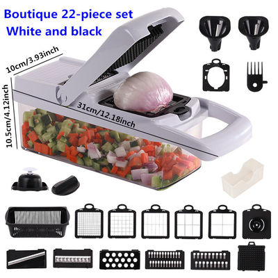 22-Way Stainless Steel Food Chopper Manual Bamboo Multi-Tool Vegetable Slicer for Customized Size