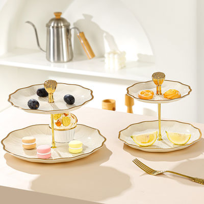 Elegant Paper 3-Tier Ceramic Plate for Easter Brunch Valentine's Day Diwali Treats