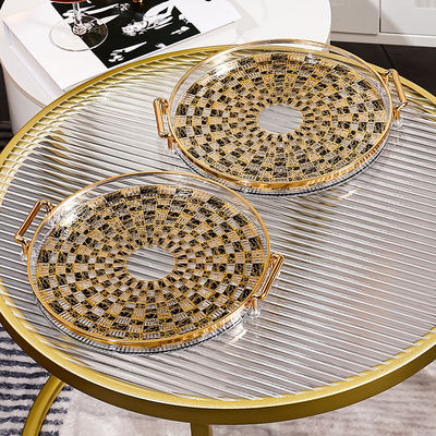 Gold Inlay Pattern Disposable Tray for Coffee Tea Snacks Dinnerware Type Dishes Plates