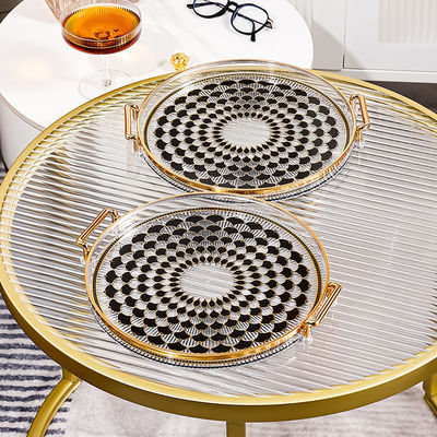 Gold Inlay Pattern Disposable Tray for Coffee Tea Snacks Dinnerware Type Dishes Plates