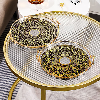 Gold Inlay Pattern Disposable Tray for Coffee Tea Snacks Dinnerware Type Dishes Plates