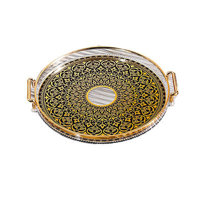 Gold Inlay Disposable Plastic Serving Tray for Home Travel Coffee Tea Plate Dish Storage