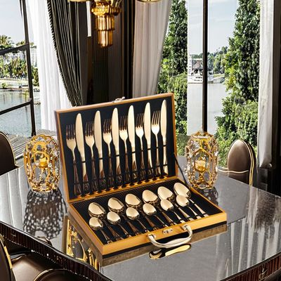 24pcs Hotel Wedding Cutlery Set with Contemporary Design Style and On-glazed Technique