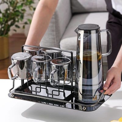 Stocked 1300/1800ml Borosilicate Glass Pitcher with Lids Handle for Iced Tea Lemonade