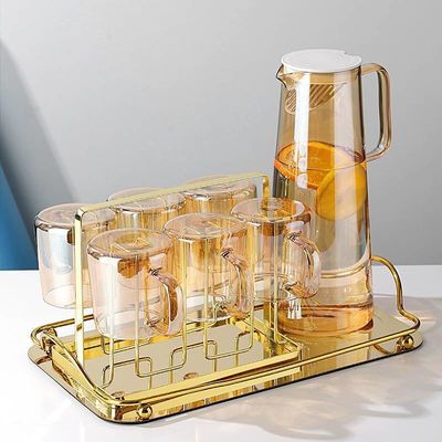 Stocked 1300/1800ml Borosilicate Glass Pitcher with Lids Handle for Iced Tea Lemonade