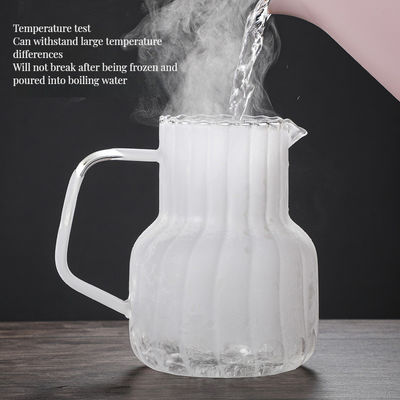Portable Glass Kettle Classic Design and Striped Wooden Lid for Lemon Tea Coffee Water