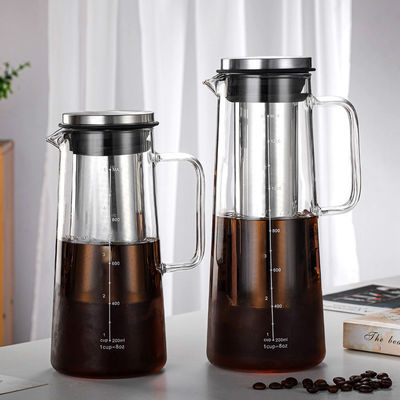 1L/1.4L High Borosilicate Glass Water Bottle for Brewing Coffee and Cold Brew Pot Set