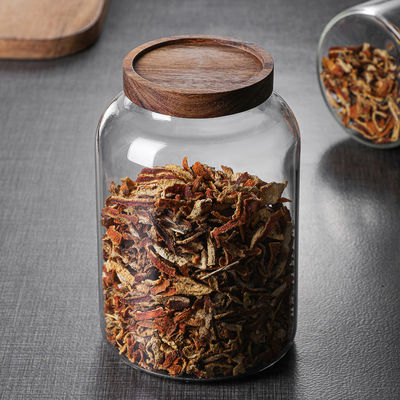Convenient Food Seasoning Container in Classic Design with Large Glass Jar and Wooden Lid