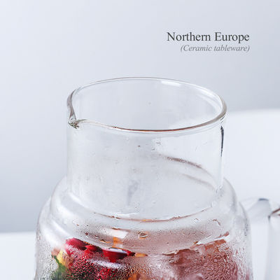 Round High Temperature Resistant Glass Pitcher Set with Cup Modern Design Carafe Feature