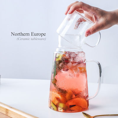 All Applicable Glass Pitcher Set with Cup High Temperature Resistant and Modern Design