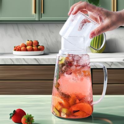 Modern Design Hot/Cold Water Jug Juice Beverage Carafe Glass Pitcher Set with Cup