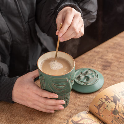 Ceramic Mug WITH LID for Office Reception and Business Gifts Large Capacity Bone Material