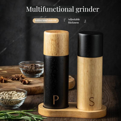 Customized Size Oak Wood Shakers 7-Inch Adjustable Ceramic Core Salt and Pepper Mill Set