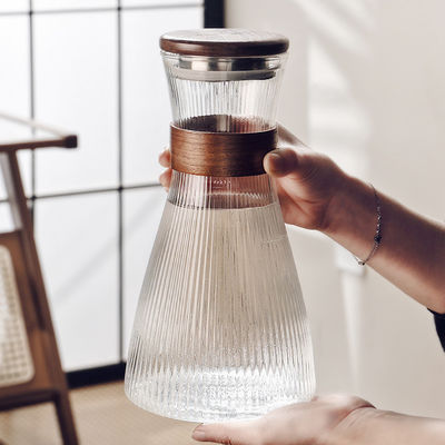 Transparent Modern Stripe Design High Borosilicate Glass Tea Pot and Cup Set for Home