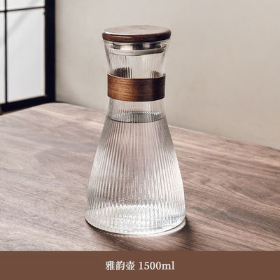 Transparent Modern Stripe Design High Borosilicate Glass Tea Pot and Cup Set for Home
