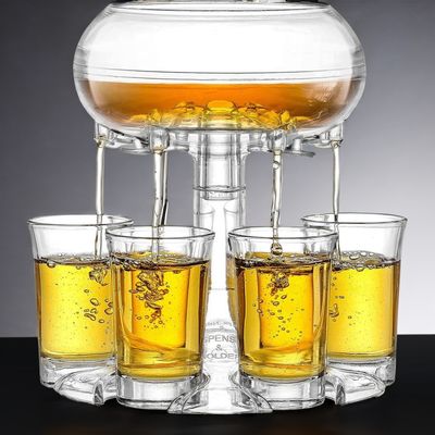 Exquisite 6 Shot Glass Dispenser and Holder for Party Barware Beer Whiskey Cocktails