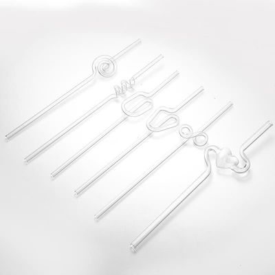 Bar Accessories Wave Design Bulk Reusable Borosilicate Glass Straws Transparent Colorful