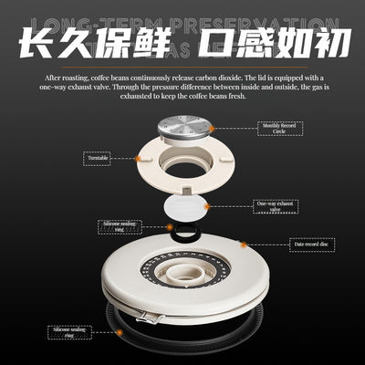 Food Storage Package Modern 304 Stainless Steel Coffee Can with Breathable Preservation
