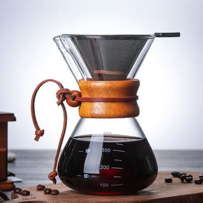 Classic Vintage Reactive Glaze Ceramic Filter Hand Drip Coffee Server Set with Glass Coffee Pot