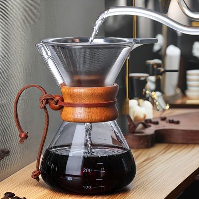 400ml Capacity Hand Brewed Coffee Borosilicate Glass Coffee Maker with Stocked Filter