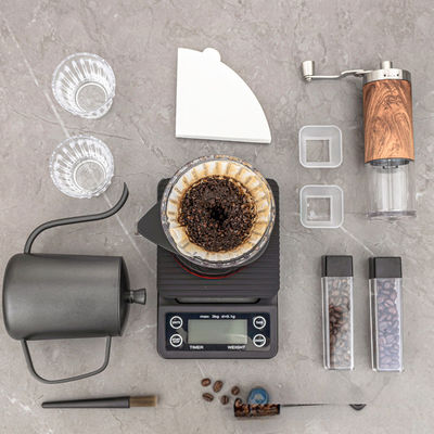 Coffee Enthusiasts Starter Set CLASSIC Style with Grinder Maker Moka Pot and Utensils