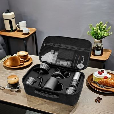 Coffee Enthusiasts Starter Set CLASSIC Style with Grinder Maker Moka Pot and Utensils