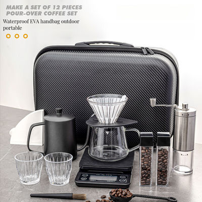 Coffee Enthusiasts Starter Set CLASSIC Style with Grinder Maker Moka Pot and Utensils