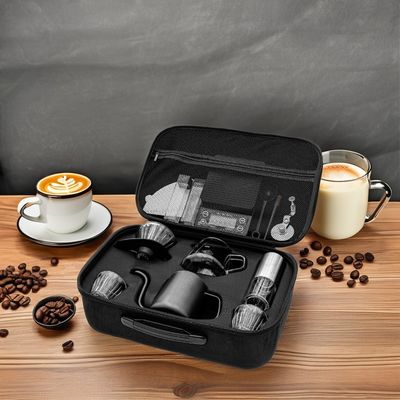 Coffee Enthusiasts Starter Set CLASSIC Style with Grinder Maker Moka Pot and Utensils