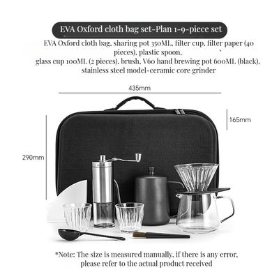 Coffee Enthusiasts Starter Set CLASSIC Style with Grinder Maker Moka Pot and Utensils