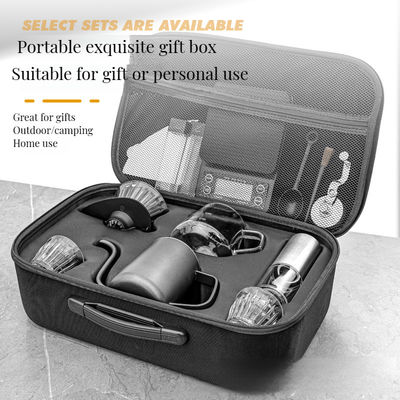 Stainless Steel Manual Drip Coffee Maker Set for Outdoor Includes Grinder and Waterproof Pot