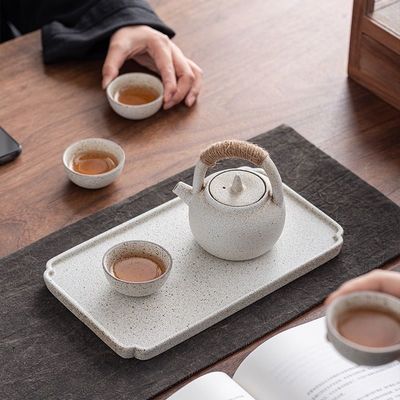 Modern Fashionable Ceramic Tea Cups with Wood Saucer and Wooden Handle Coffee Cup Set