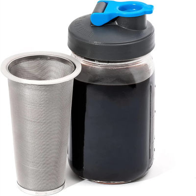 64 OZ Glass Mason Jar Cold Brew Coffee Maker with Stainless Steel Filter Mesh and Handle