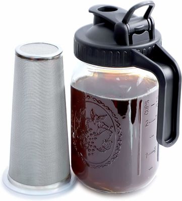 64 OZ Glass Mason Jar Cold Brew Coffee Maker with Stainless Steel Filter Mesh and Handle