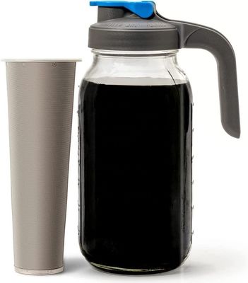 64 OZ Glass Mason Jar Cold Brew Coffee Maker with Stainless Steel Filter Mesh and Handle