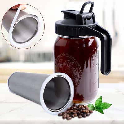 64 OZ Glass Mason Jar Cold Brew Coffee Maker with Stainless Steel Filter Mesh and Handle
