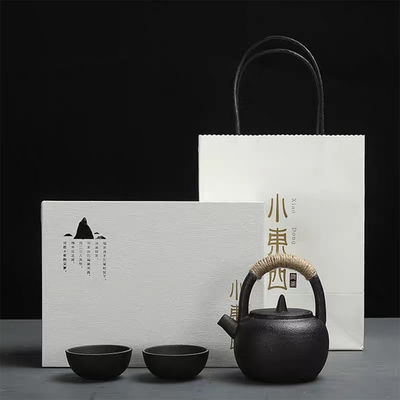 Japanese Porcelain Kung Fu Tea Set Modern Fashionable Loop-Handled Teapot with Gift Box