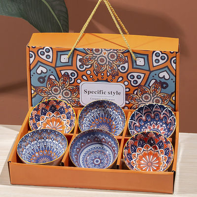 Set of Ceramic Bowls for Salad Soup Sauce in Sustainable Bohemian Style Customizable