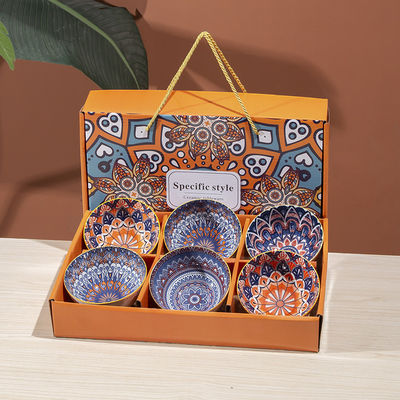 Set of Ceramic Bowls for Salad Soup Sauce in Sustainable Bohemian Style Customizable