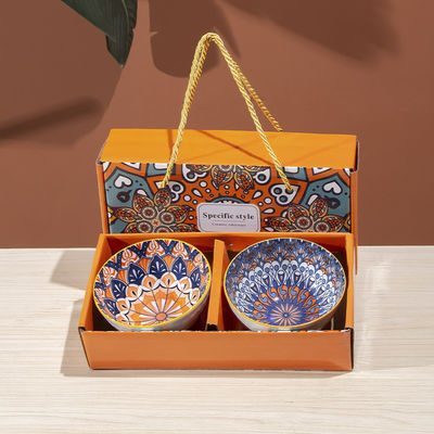 Set of Ceramic Bowls for Salad Soup Sauce in Sustainable Bohemian Style Customizable