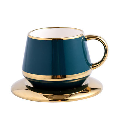 European Style Ceramic Coffee Cup Sets with Luxury Gold Edge Electroplated Mug Gift Box