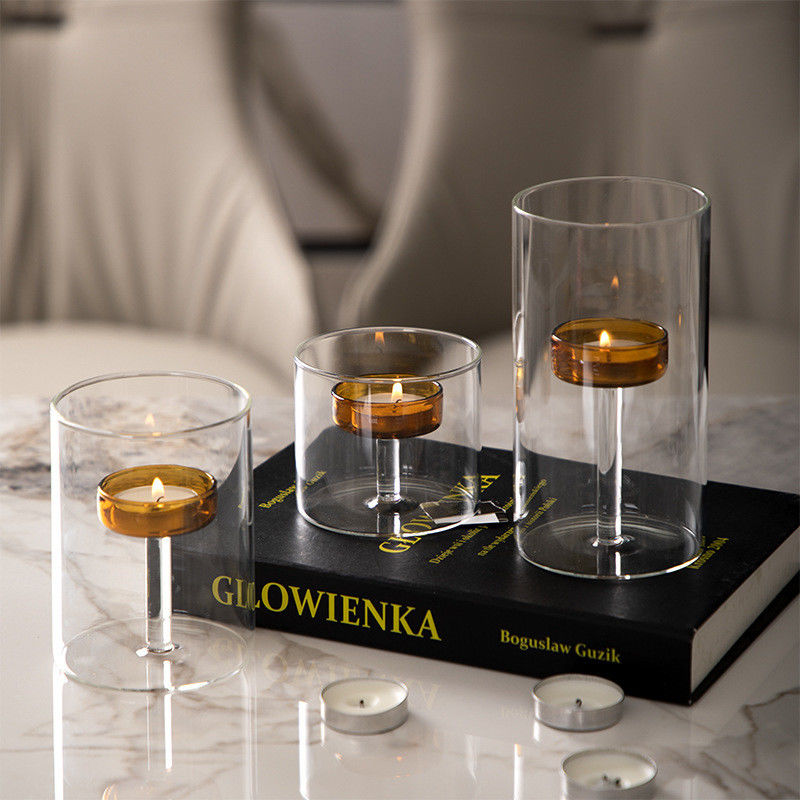 Home Decoration Sophisticated Clear Tea Light Holder for Romantic Dining and Events