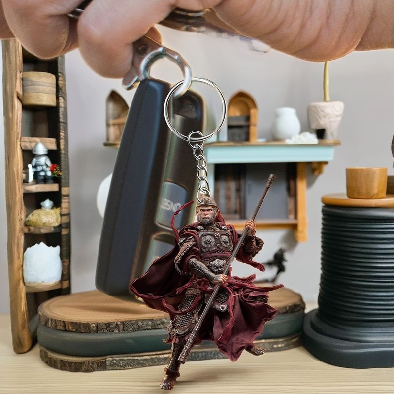 Black Color Wukong Flat Keychain 2D Acrylic Pendant for Backpack Car Key Laptop Decor