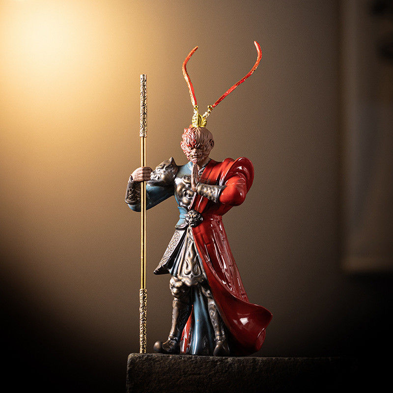 Contemporary Design Indoor Decor Sculpture Black Myth Wukong Ceramic LED Light Holder